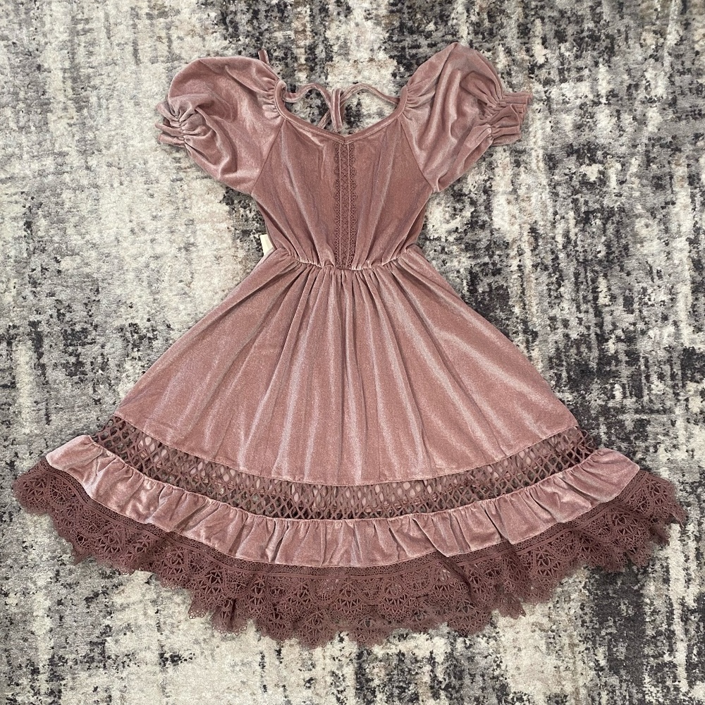 Joyfolie.. New Pink Velvet Dress For Girl Size 6